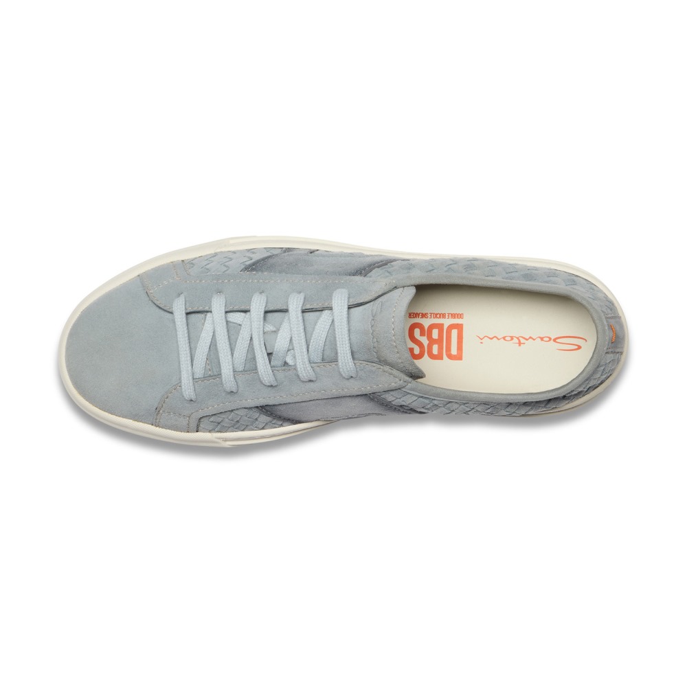 Double Buckle Sneaker da uomo in suede intrecciato azzurro - Azzurro