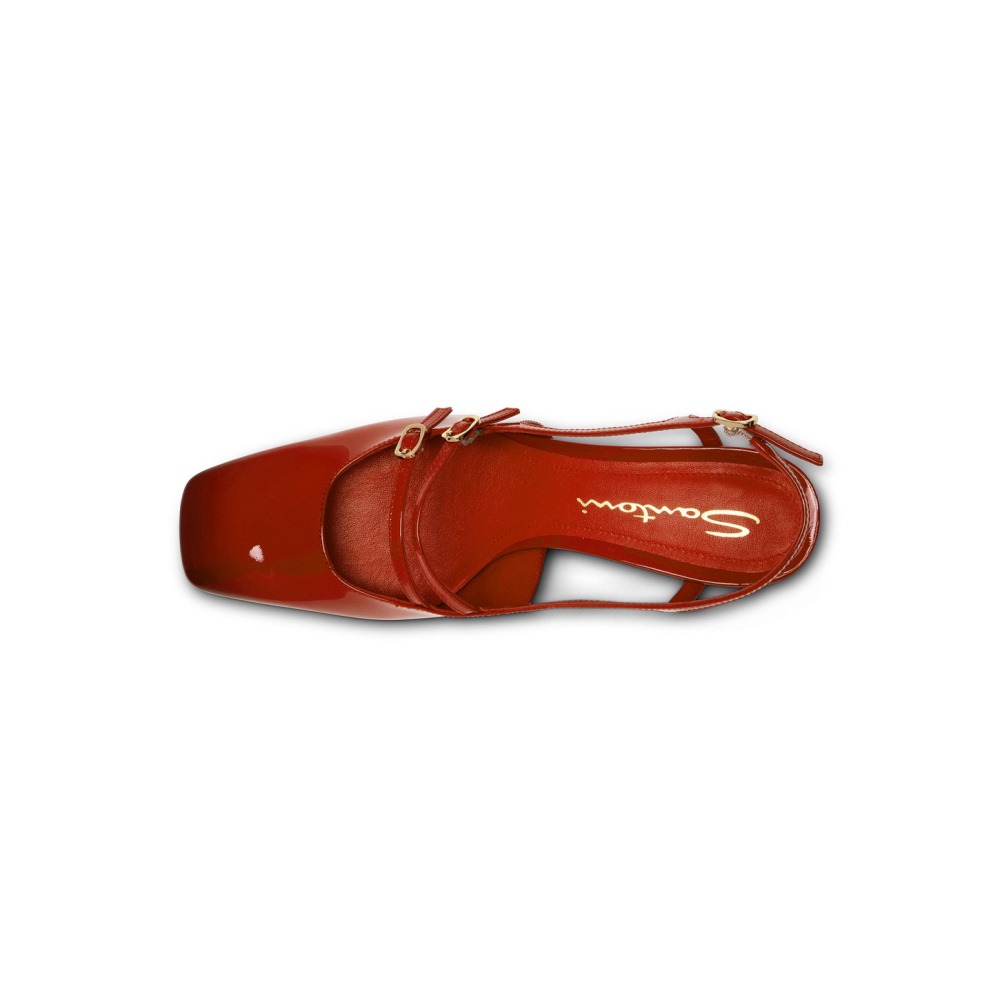 Slingback tacco medio da donna in vernice rossa - Rosso