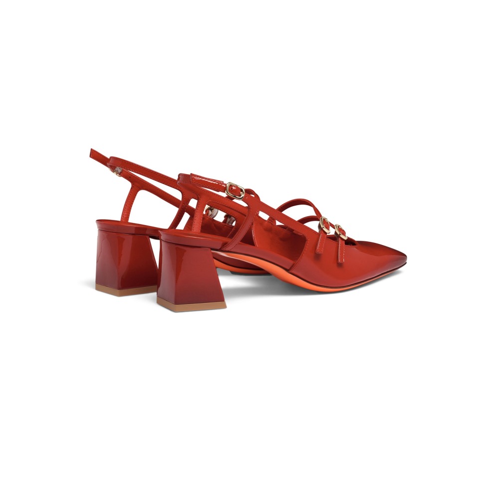 Slingback tacco medio da donna in vernice rossa - Rosso