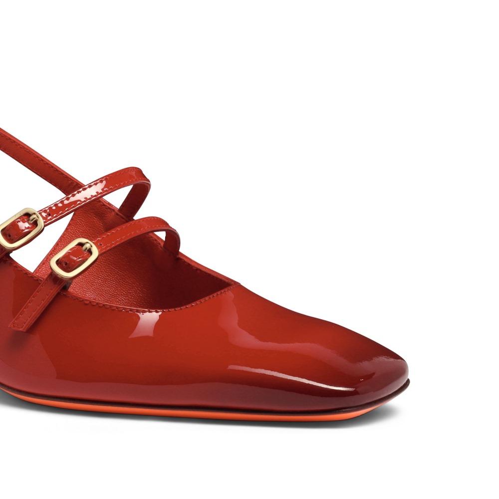 Slingback tacco medio da donna in vernice rossa - Rosso