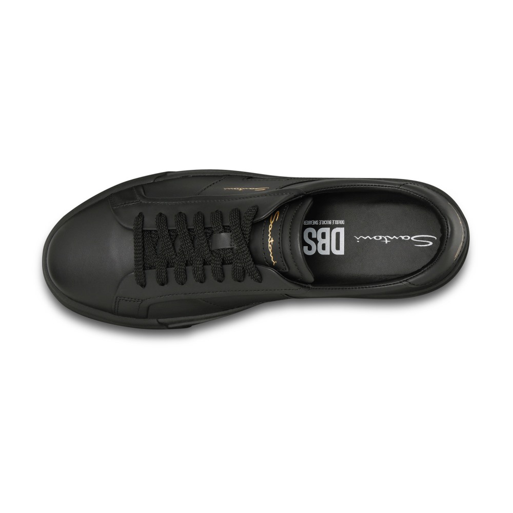 Double buckle sneaker da uomo in pelle nera - Nero