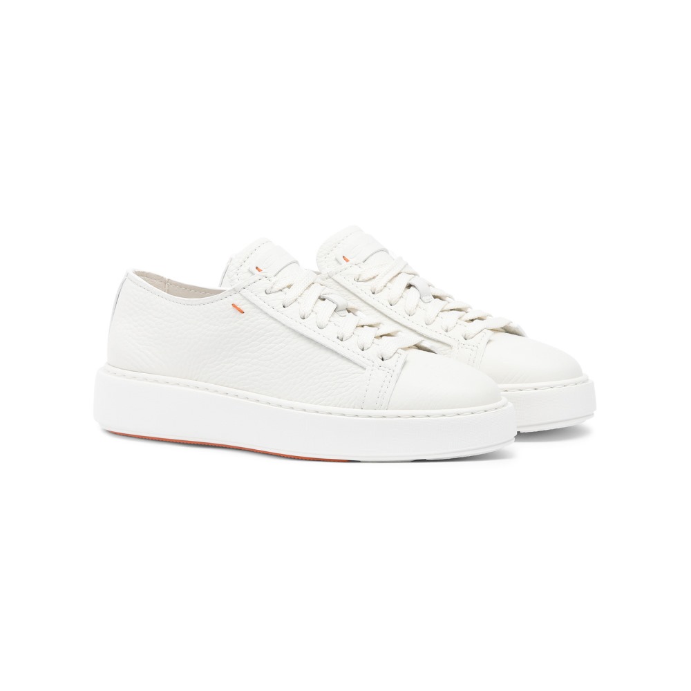 Sneaker da donna in pelle bottalata bianca - Bianco