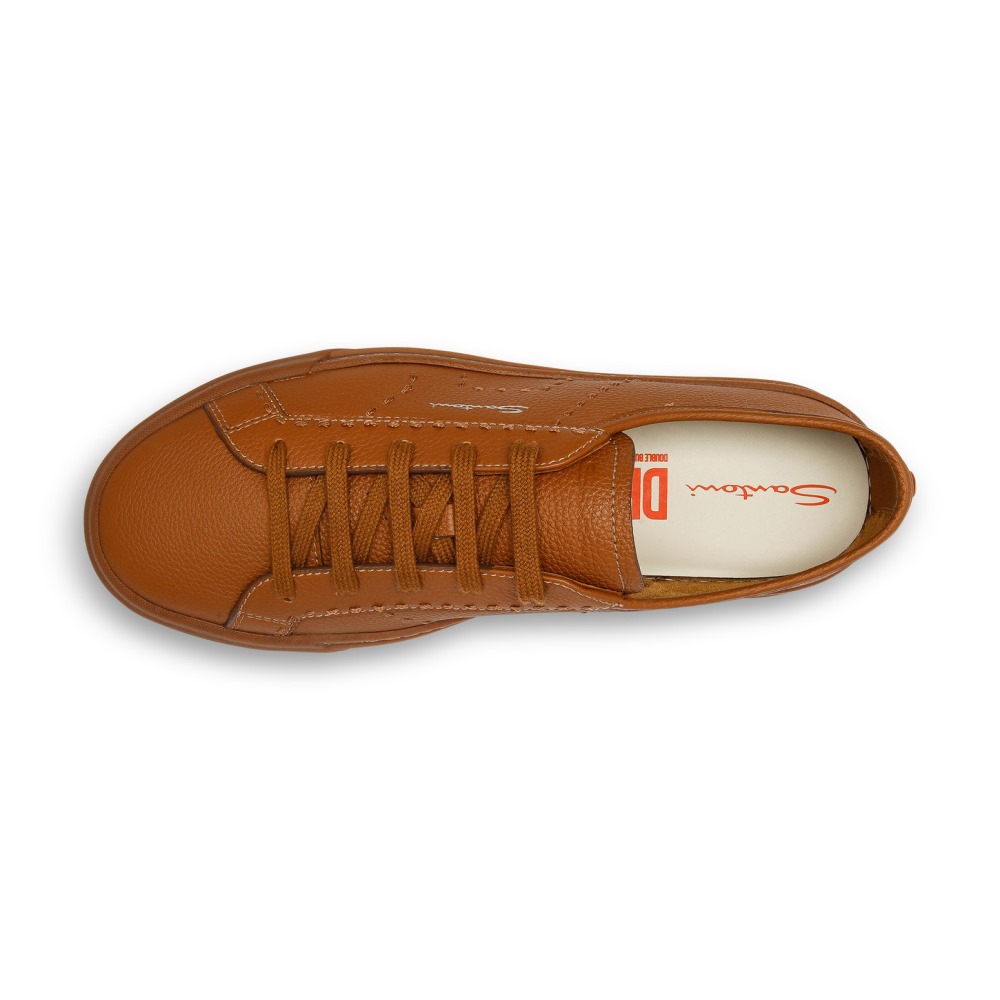 Double Buckle Sneaker da uomo in pelle bottalata marrone - Marrone chiaro