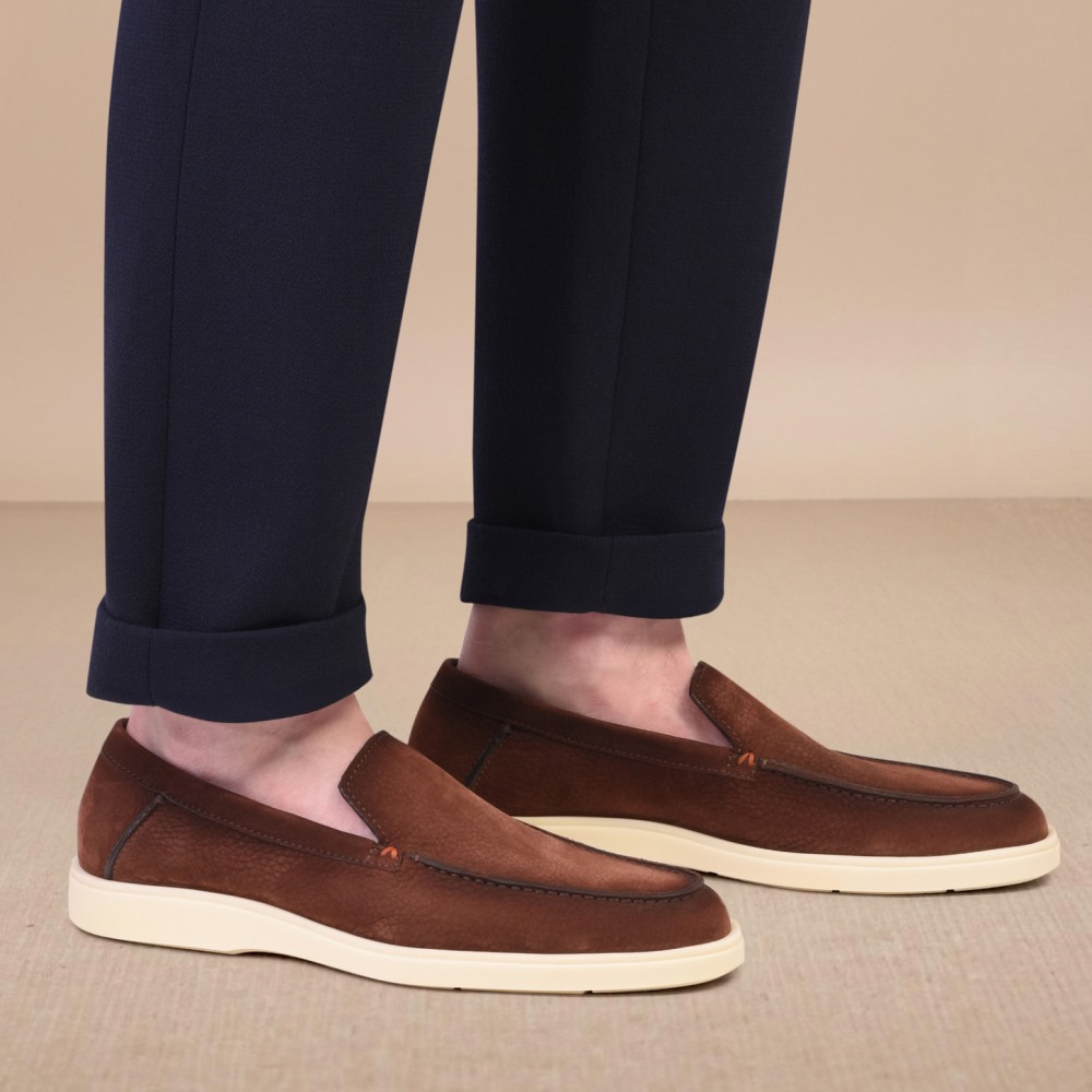 Mocassino da uomo in nabuk marrone - Marrone