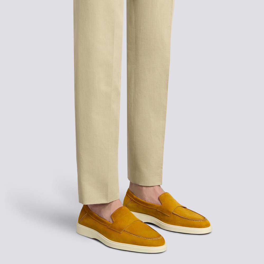 Mocassino penny da uomo in suede giallo - Giallo