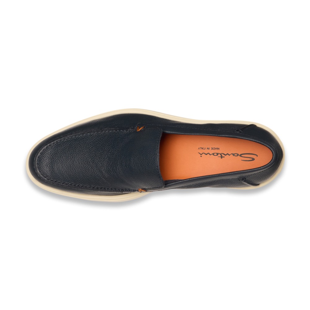 Mocassino da uomo in pelle bottalata blu - Blu