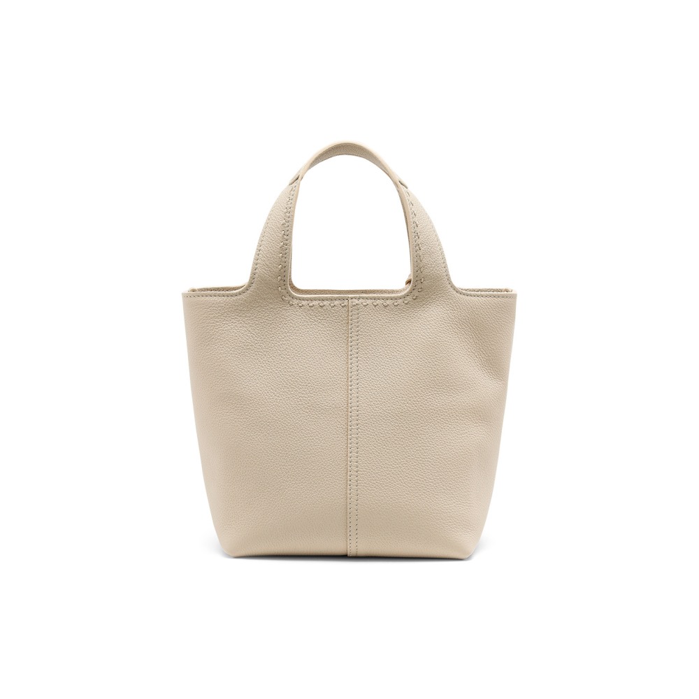 Borsa a mano in pelle bottalata beige - Naturale
