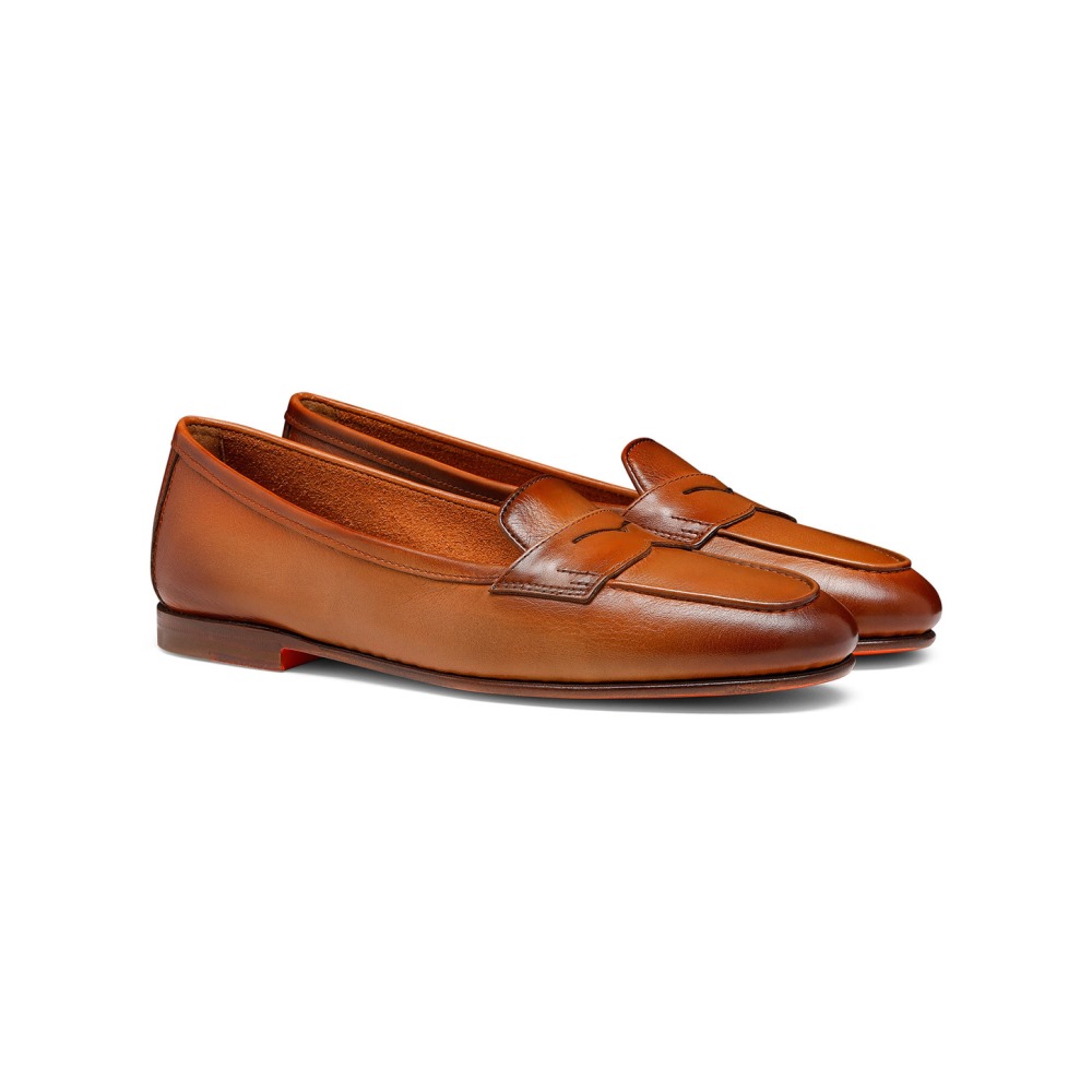 Mocassino Carla da donna in pelle marrone chiaro - Marrone chiaro