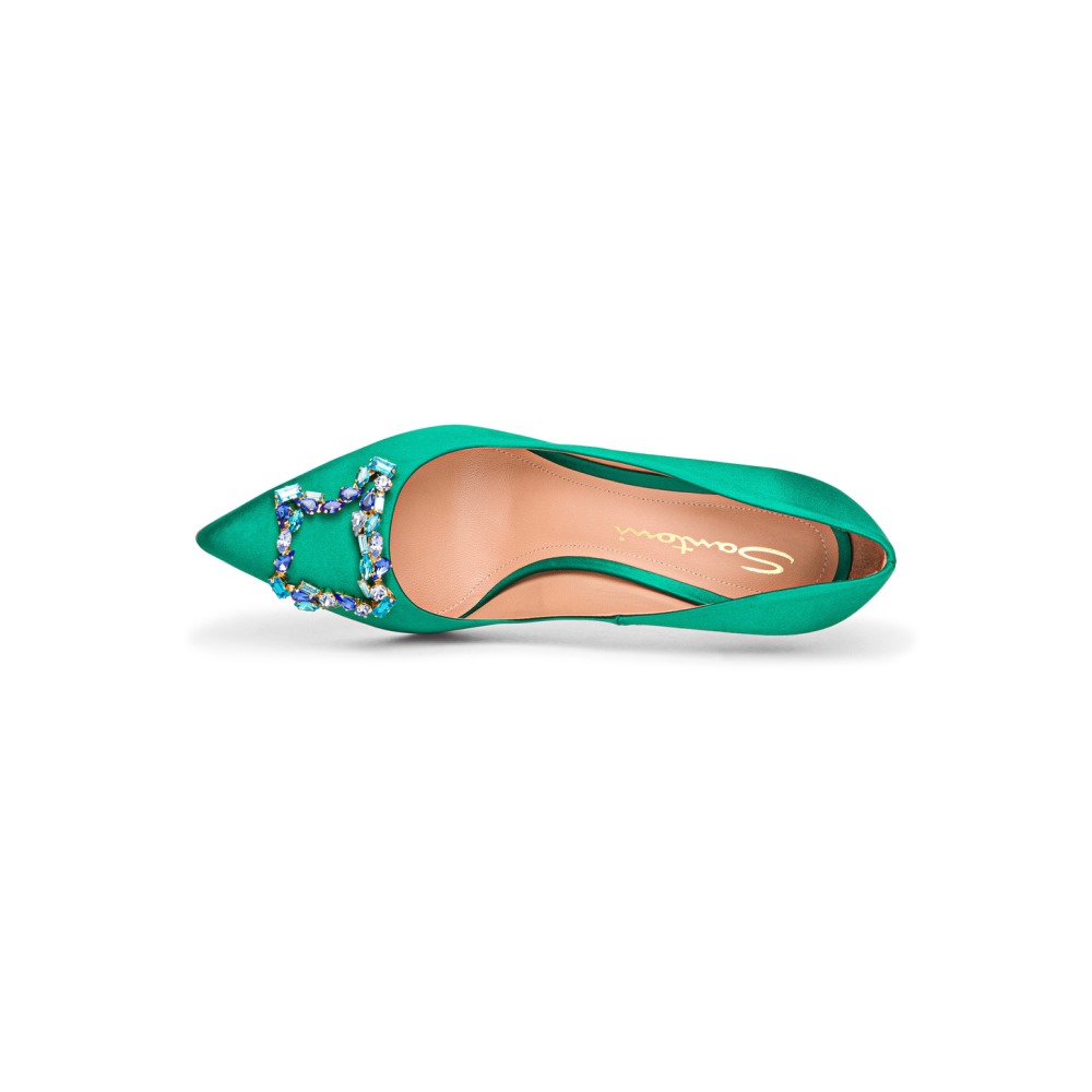 Décolletés tacco alto Santoni Sibille da donna in satin verde - Verde