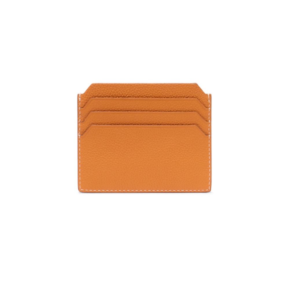 Porta carte di credito in pelle bottalata arancione - Arancione