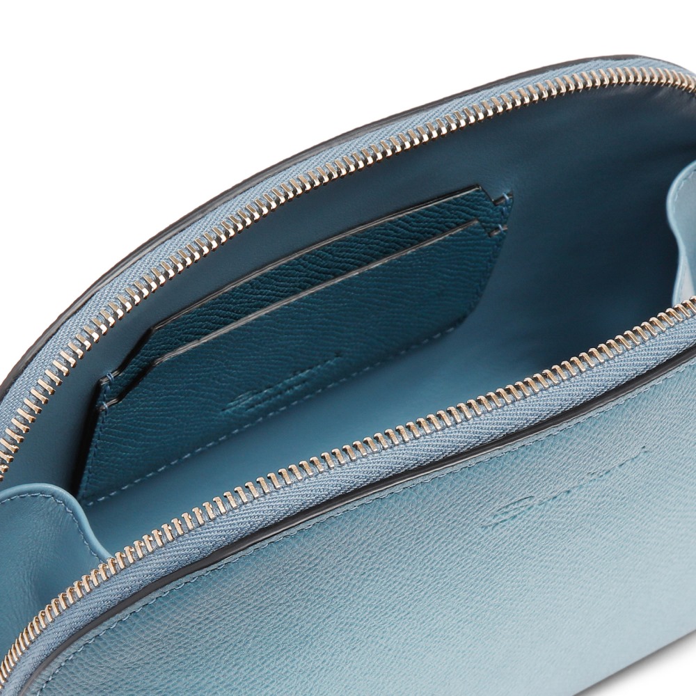 Pouch in Saffiano azzurro - Azzurro
