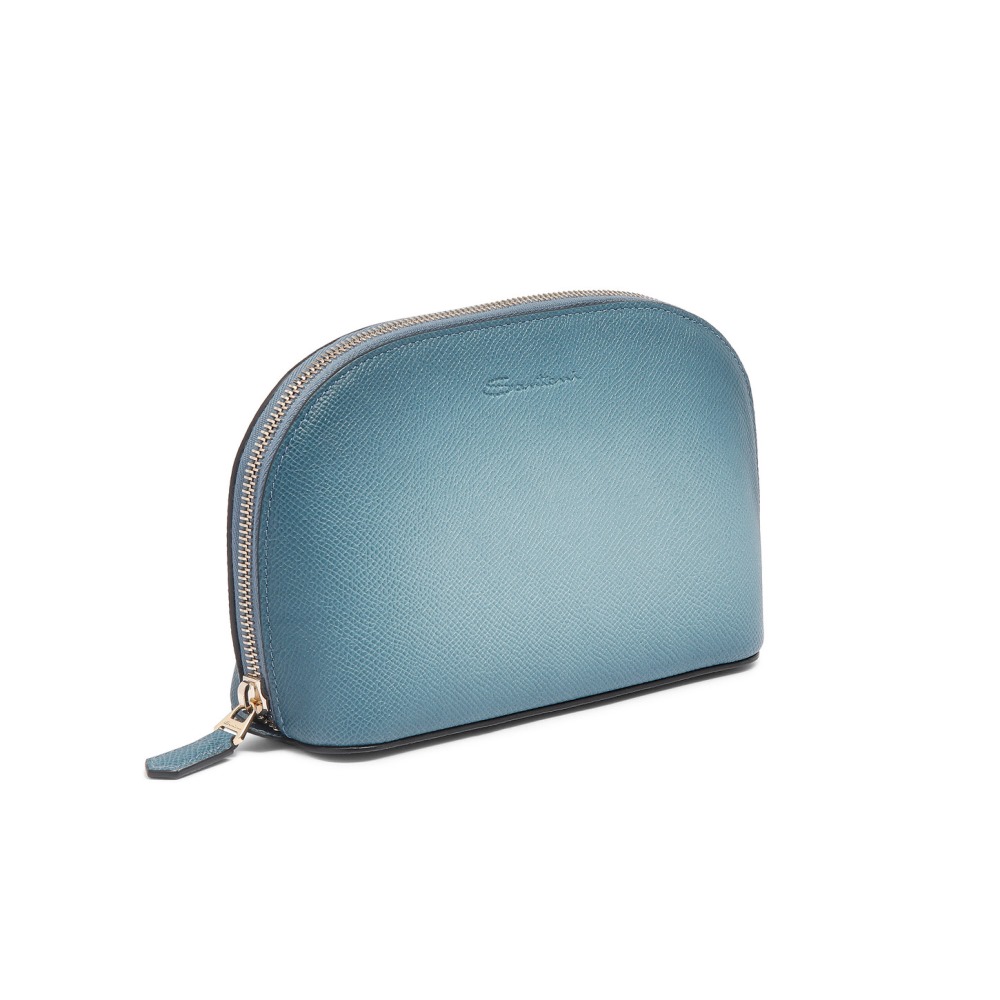 Pouch in Saffiano azzurro - Azzurro