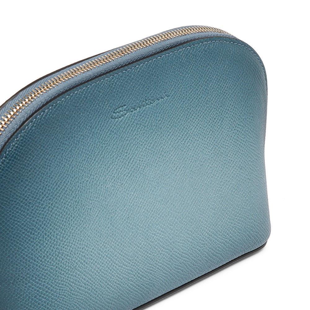 Pouch in Saffiano azzurro - Azzurro