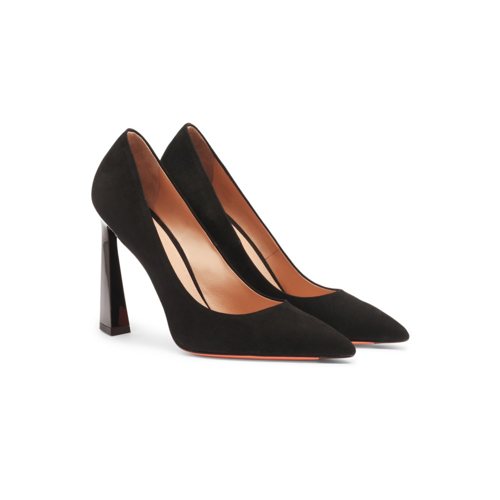 Décolletés tacco alto da donna in suede nero - Nero