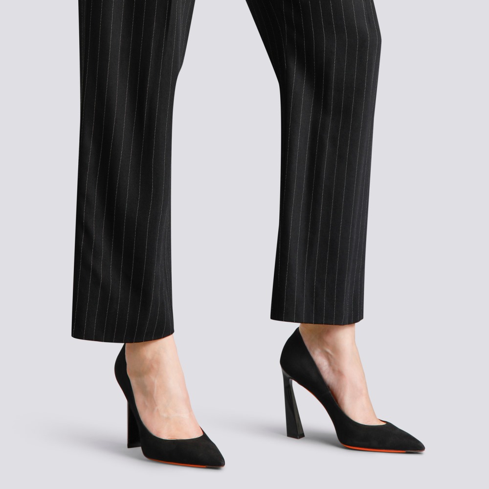 Décolletés tacco alto da donna in suede nero - Nero