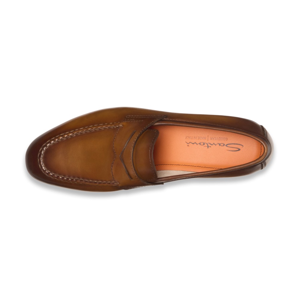 Mocassino penny da uomo in pelle marrone - Marrone chiaro