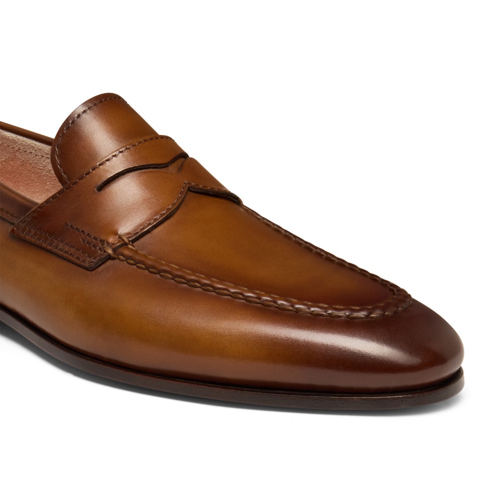 Mocassino penny da uomo in pelle marrone - Marrone chiaro