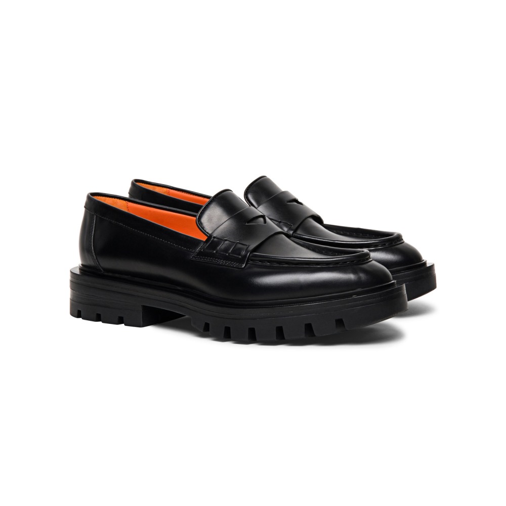 Mocassino penny da donna in pelle anticata nera - Nero