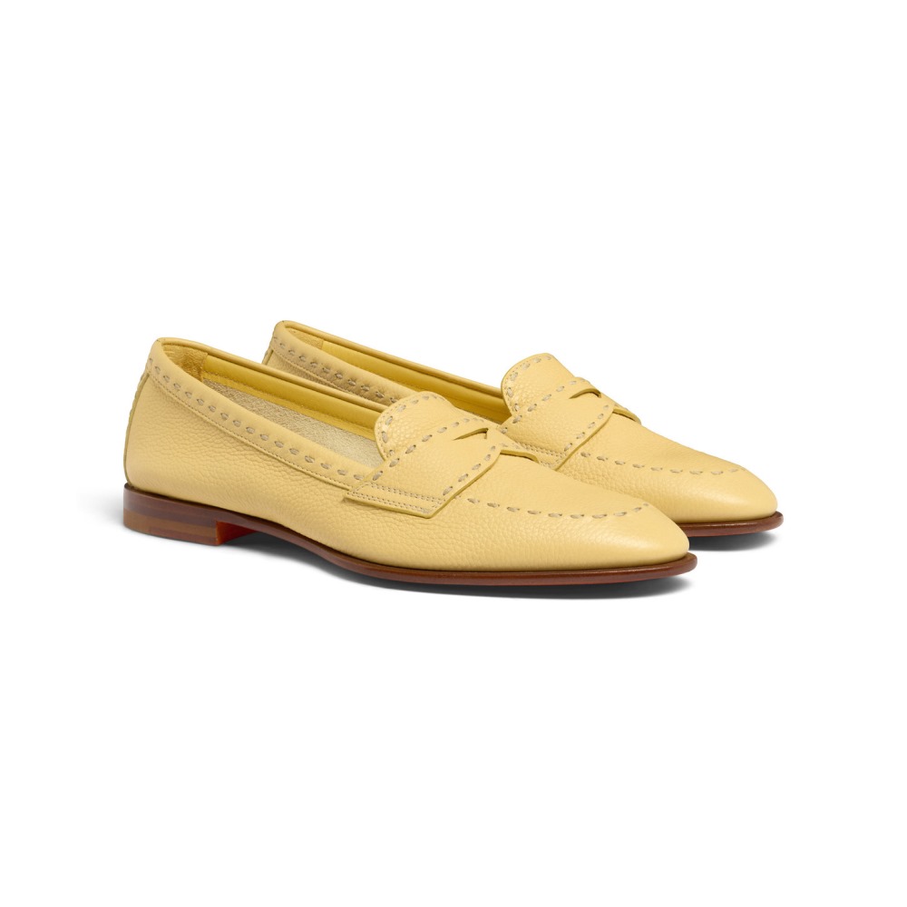 Mocassino penny da donna in pelle bottalata gialla - Giallo