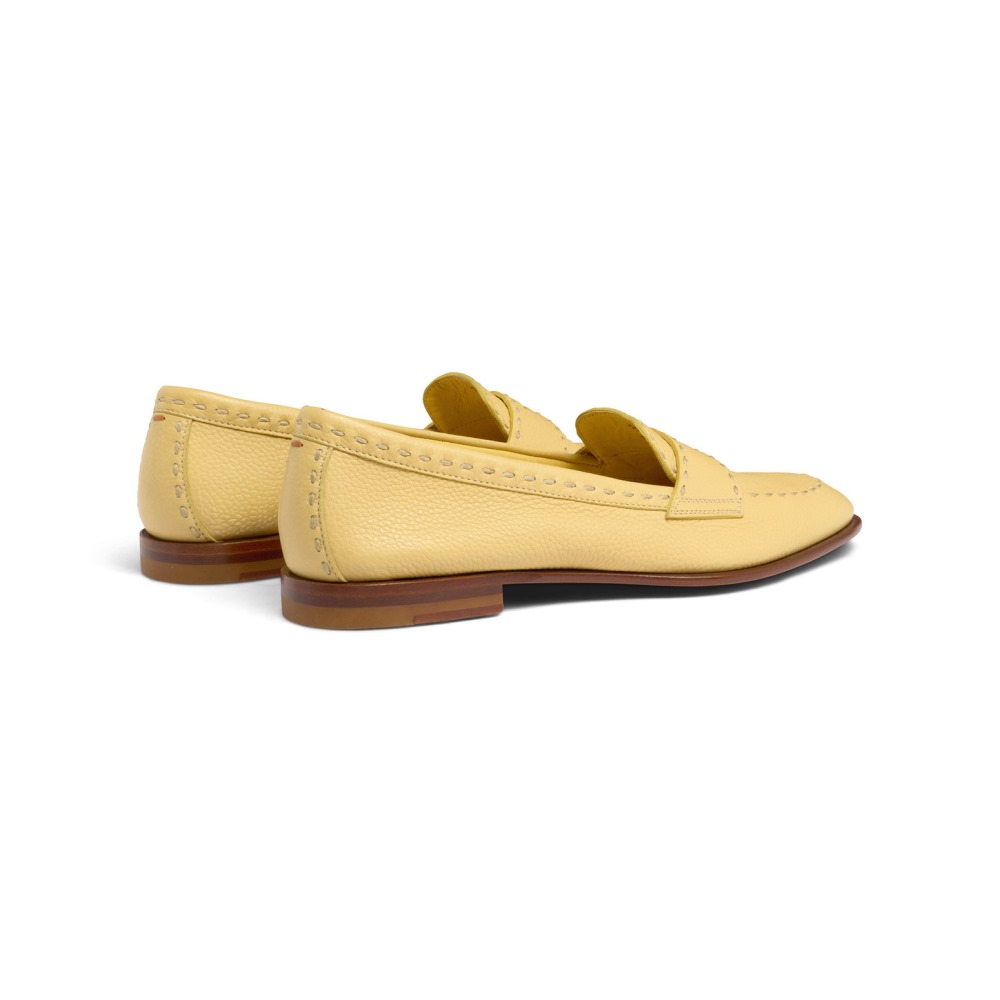 Mocassino penny da donna in pelle bottalata gialla - Giallo