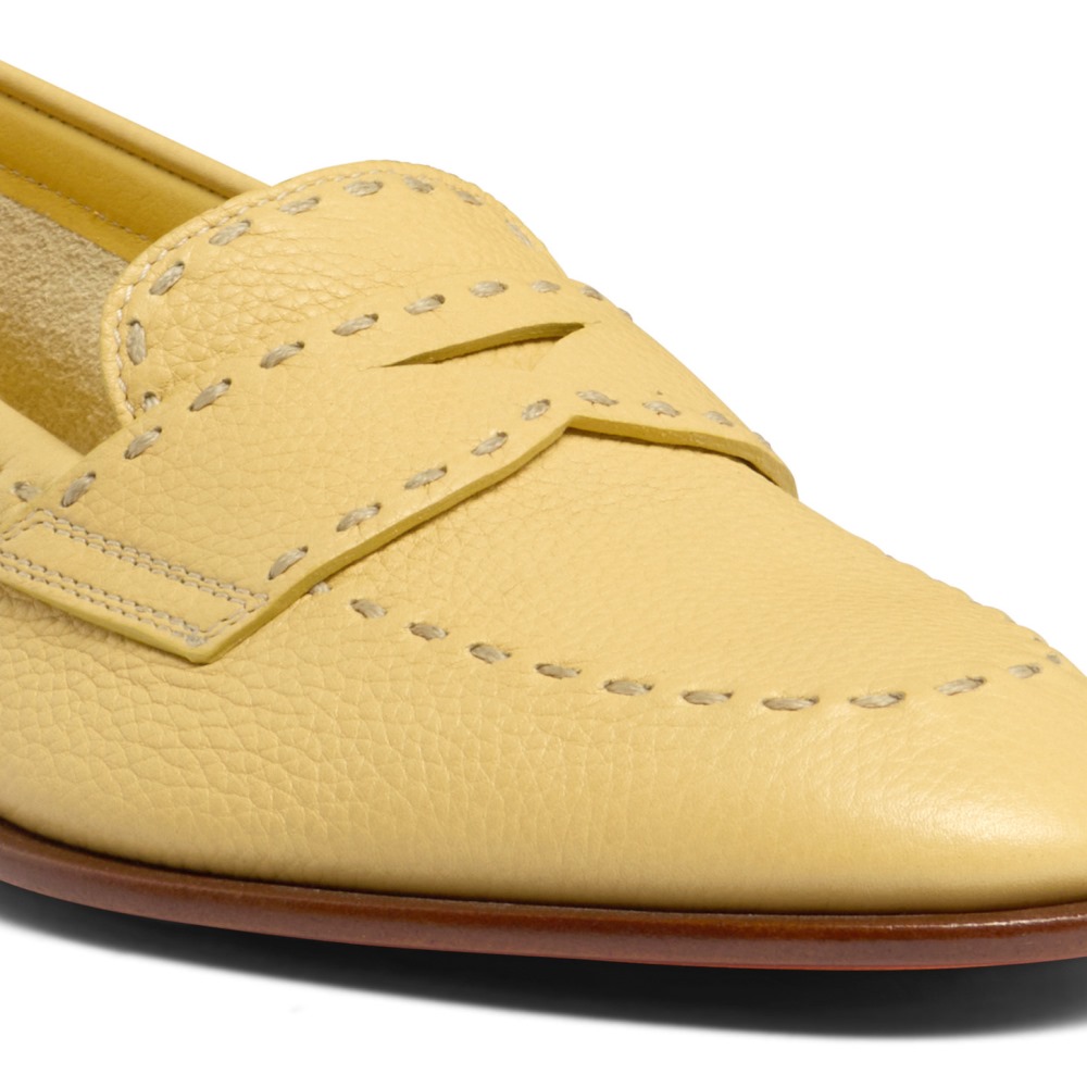 Mocassino penny da donna in pelle bottalata gialla - Giallo