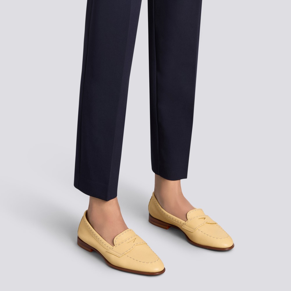 Mocassino penny da donna in pelle bottalata gialla - Giallo
