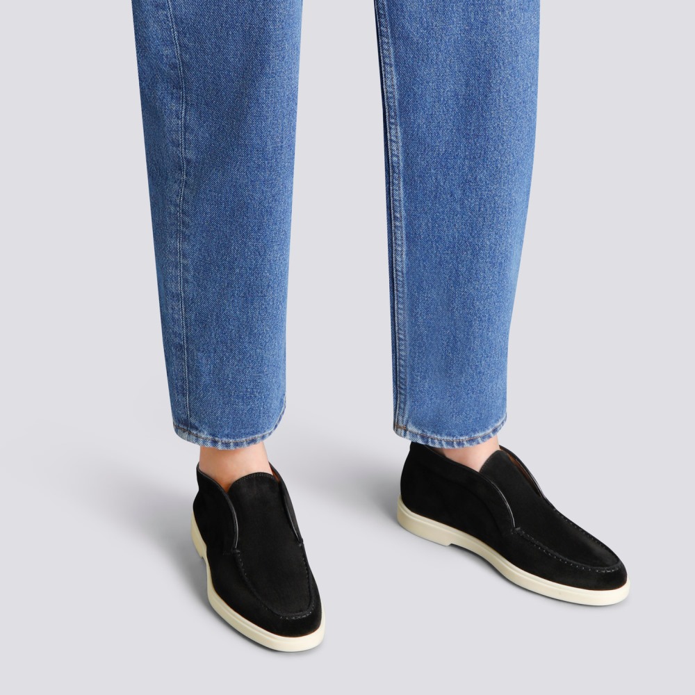 Stivaletto desert da donna in suede nero - Nero
