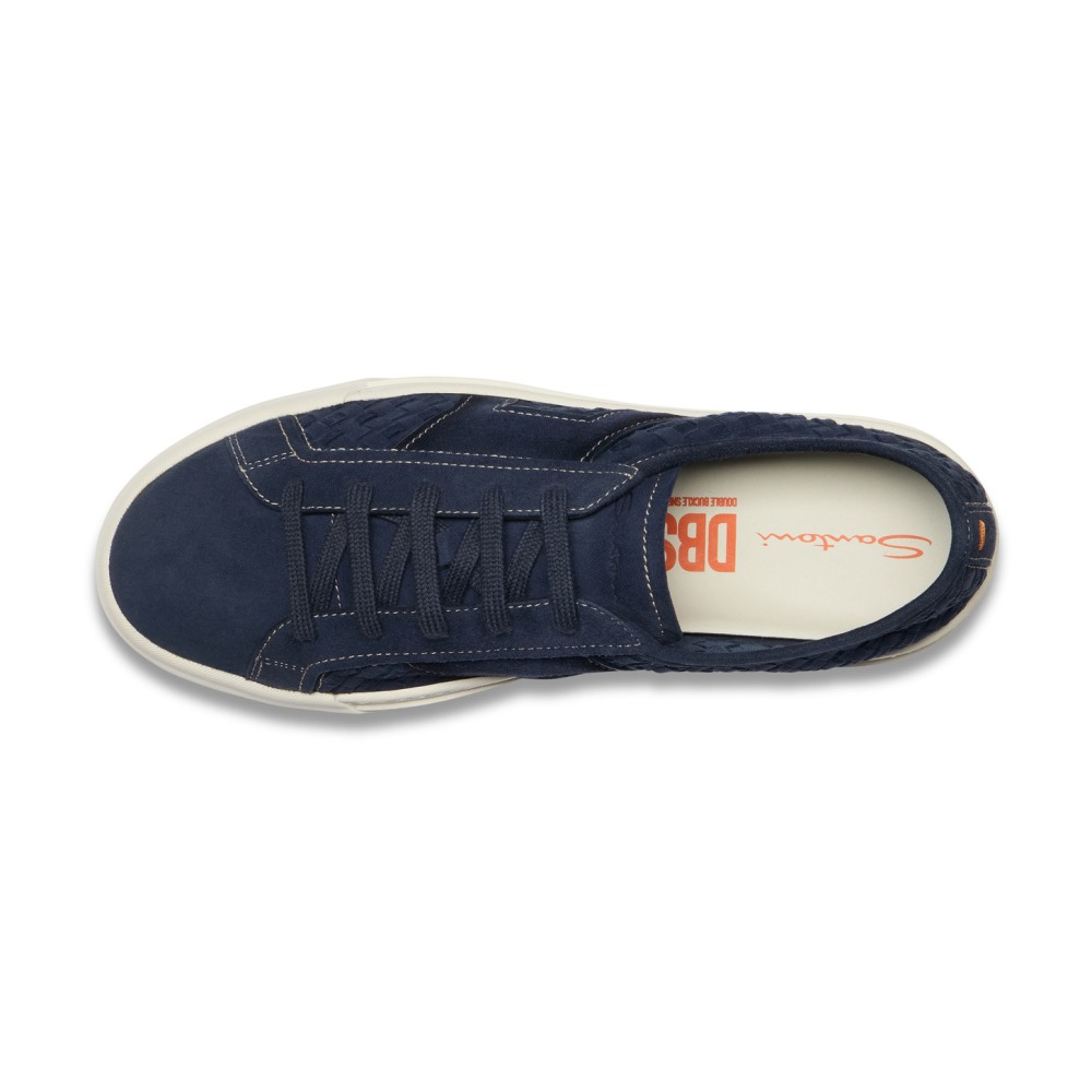 Double Buckle Sneaker da uomo in suede intrecciato blu - Blu