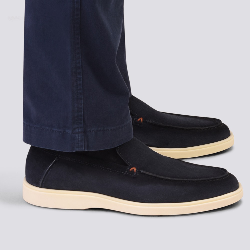 Mocassino da uomo in suede blu - Blu