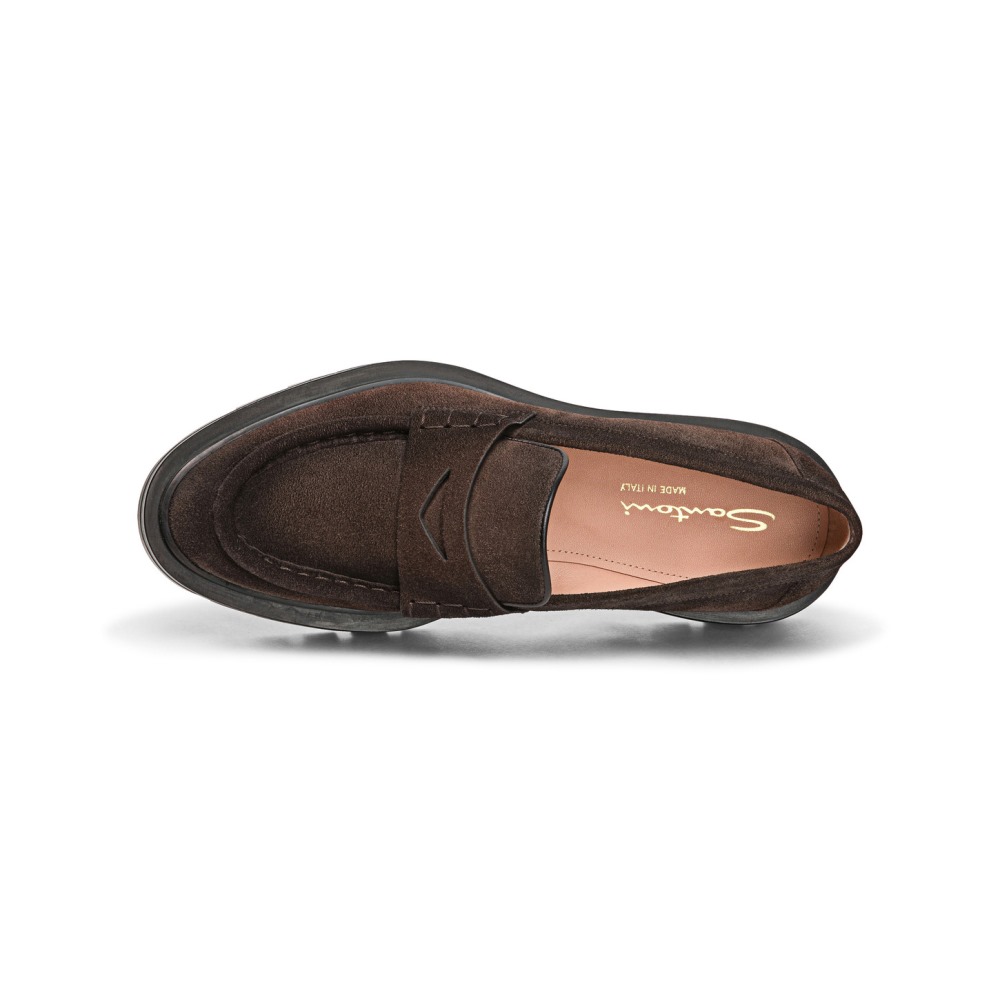 Mocassino penny da donna in suede testa di moro - Testa di moro