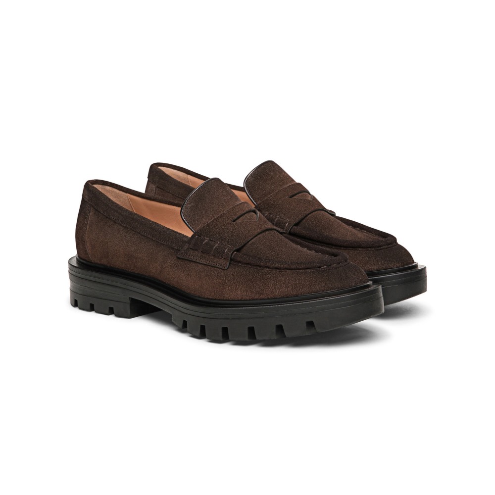 Mocassino penny da donna in suede testa di moro - Testa di moro