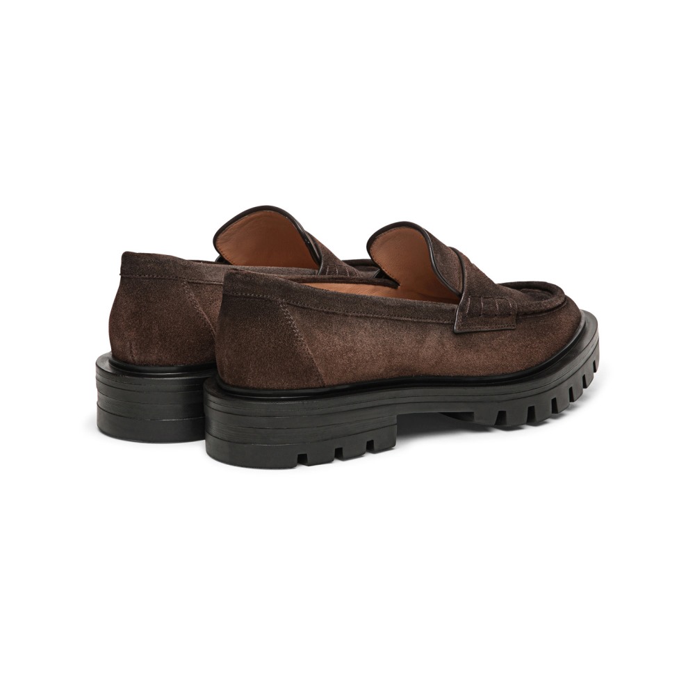 Mocassino penny da donna in suede testa di moro - Testa di moro