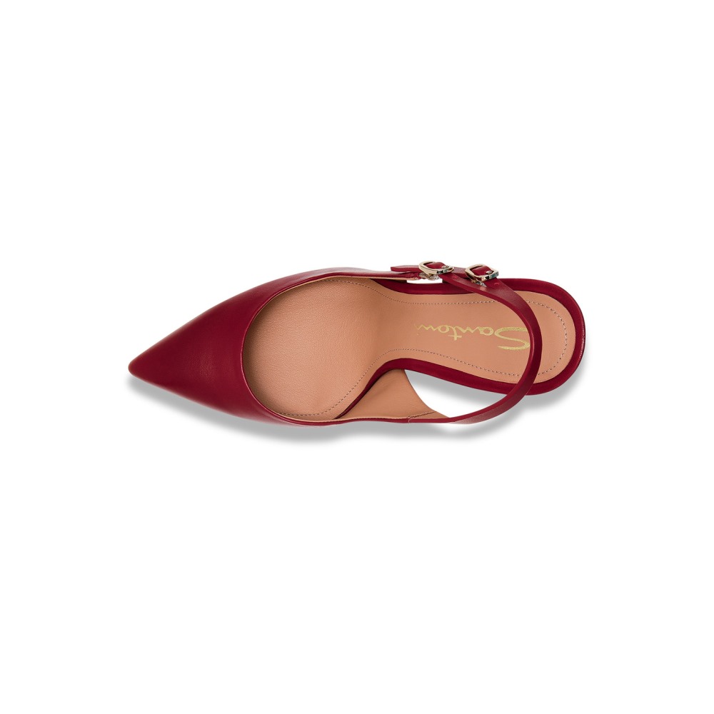 Slingback tacco alto da donna in pelle rossa - Rosso