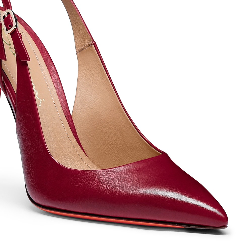 Slingback tacco alto da donna in pelle rossa - Rosso