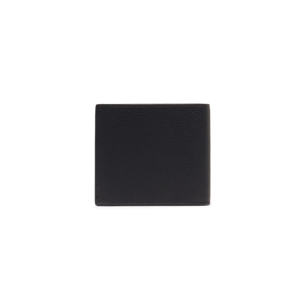 Portafoglio in pelle bottalata nera - Nero