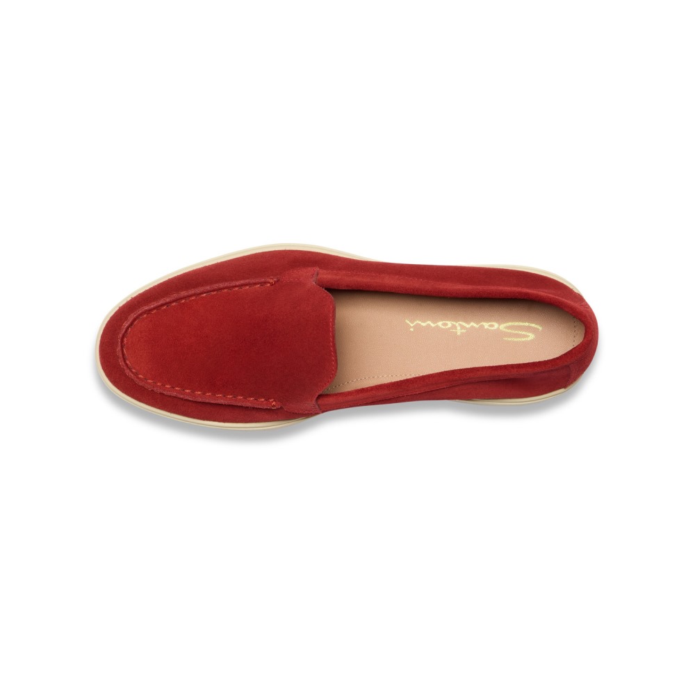 Mocassino da donna in suede rosso - Rosso
