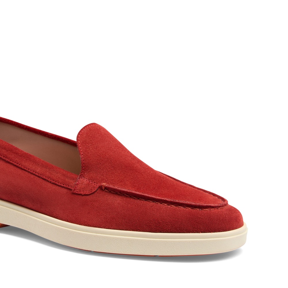 Mocassino da donna in suede rosso - Rosso