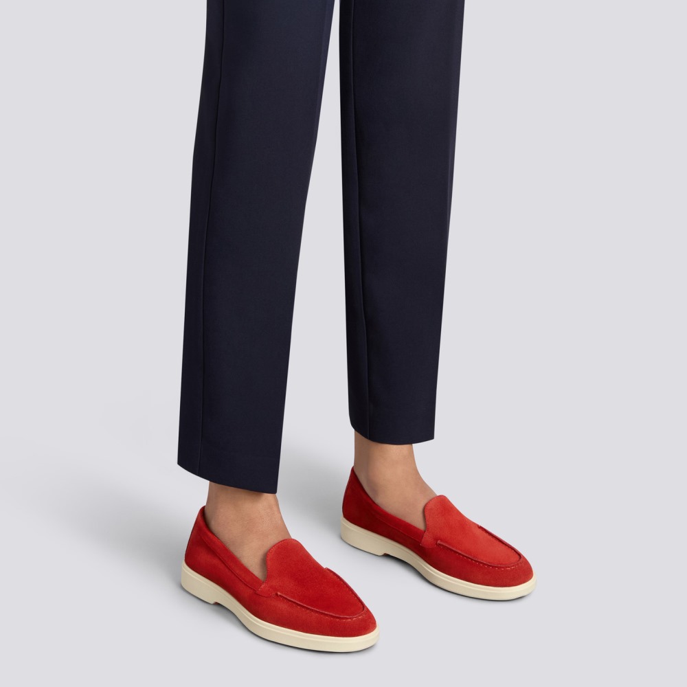 Mocassino da donna in suede rosso - Rosso