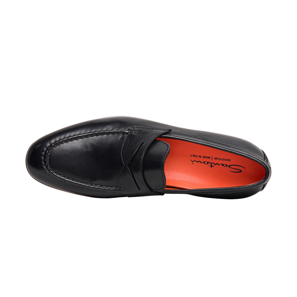 Mocassino penny da uomo in pelle nera - Nero
