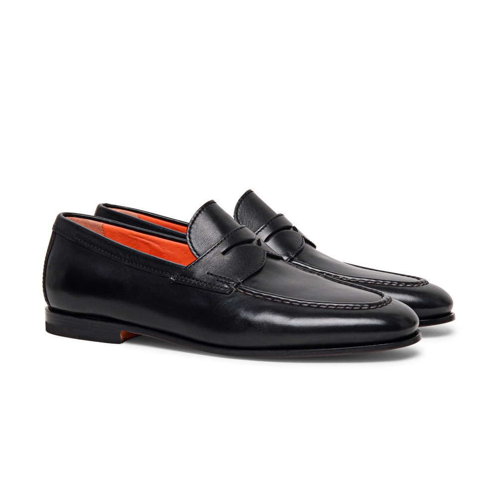 Mocassino penny da uomo in pelle nera - Nero