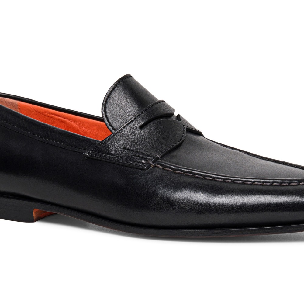 Mocassino penny da uomo in pelle nera - Nero