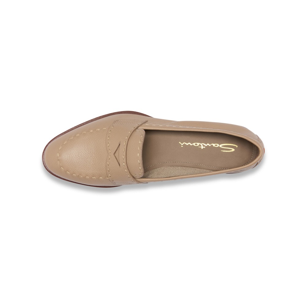 Mocassino penny da donna in pelle bottalata beige - Naturale