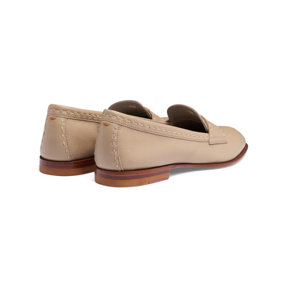 Mocassino penny da donna in pelle bottalata beige - Naturale