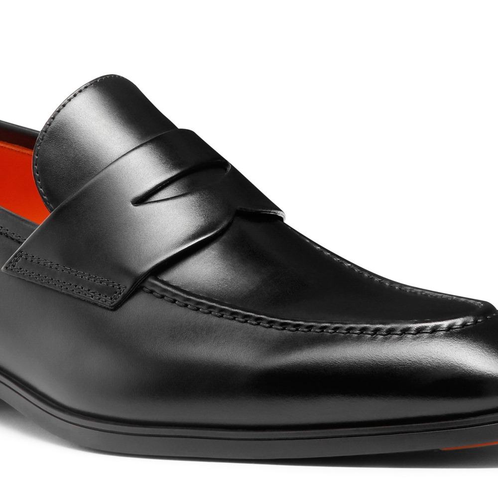 Mocassino penny da uomo in pelle nera - Nero