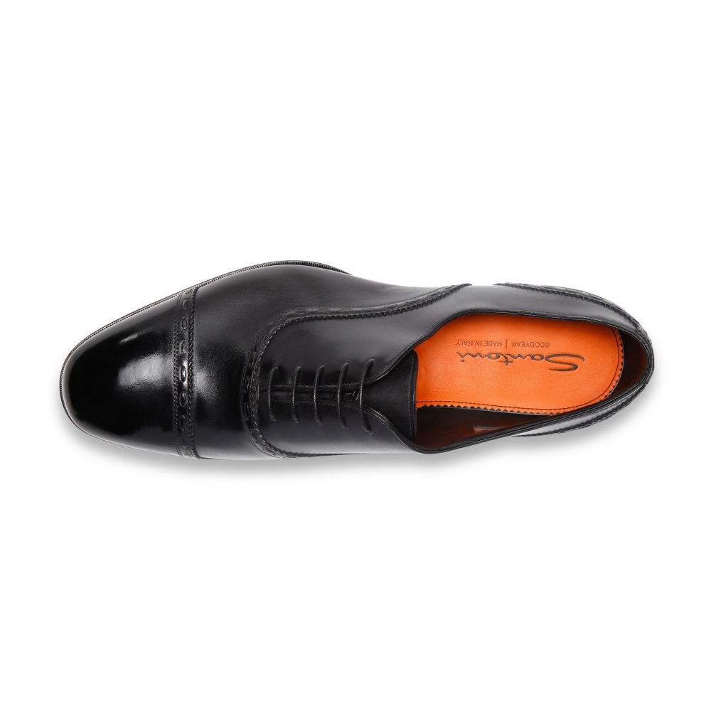 Stringata Oxford da uomo in pelle nera - Nero