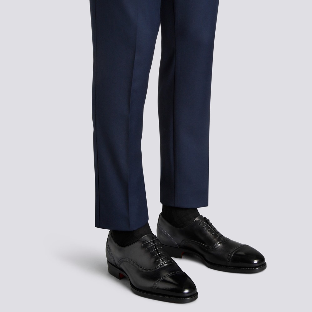 Stringata Oxford da uomo in pelle nera - Nero