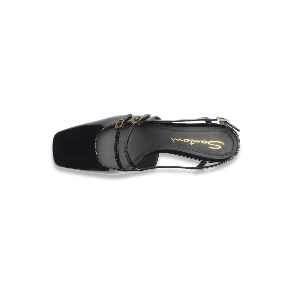 Slingback tacco medio da donna in vernice nera - Nero