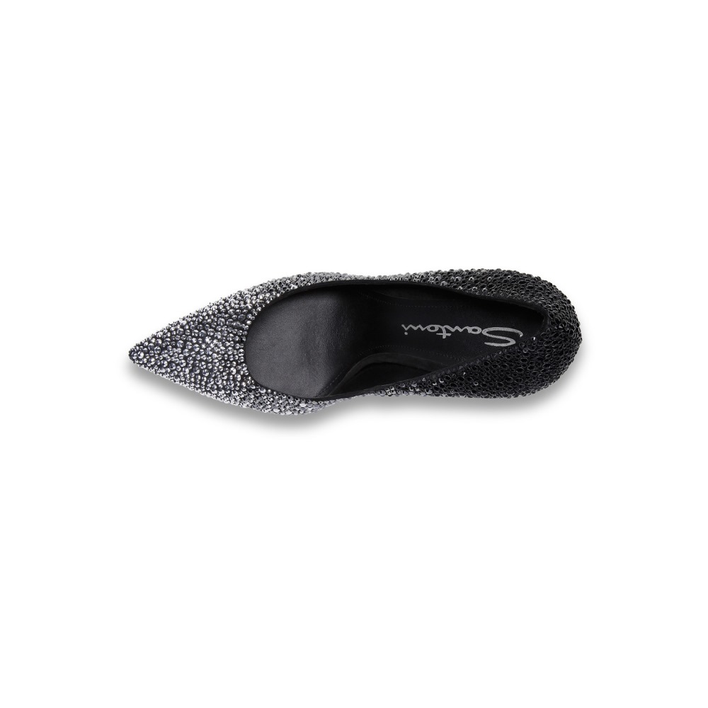 Décolletés tacco alto Santoni Sibille da donna in suede e strass neri - Nero