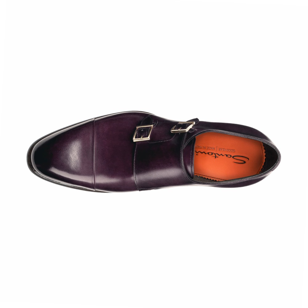 Doppia fibbia da uomo in pelle viola - Viola