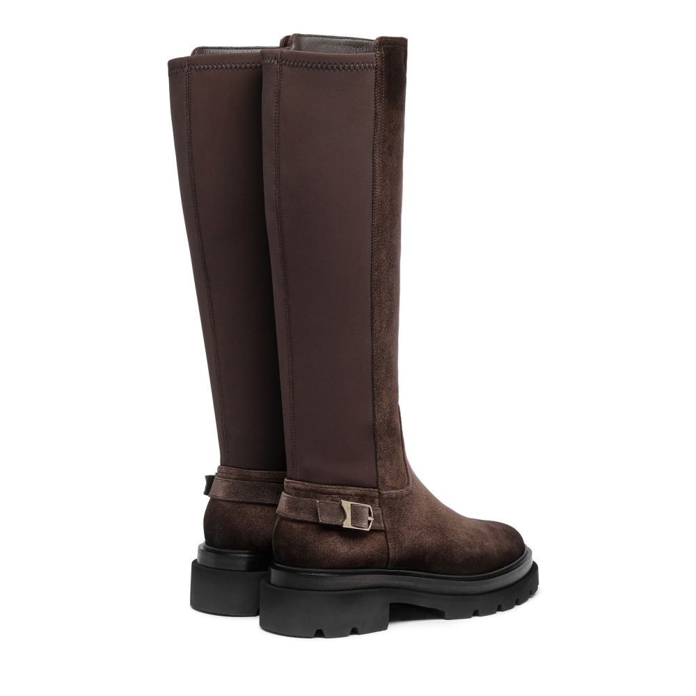 Stivale da donna in suede testa di moro - Testa di moro